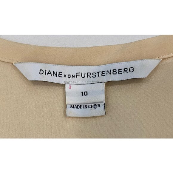 Diane Von Furstenberg Long Sleeve Silk Cream Blouse Size 10 - Picture 5 of 9